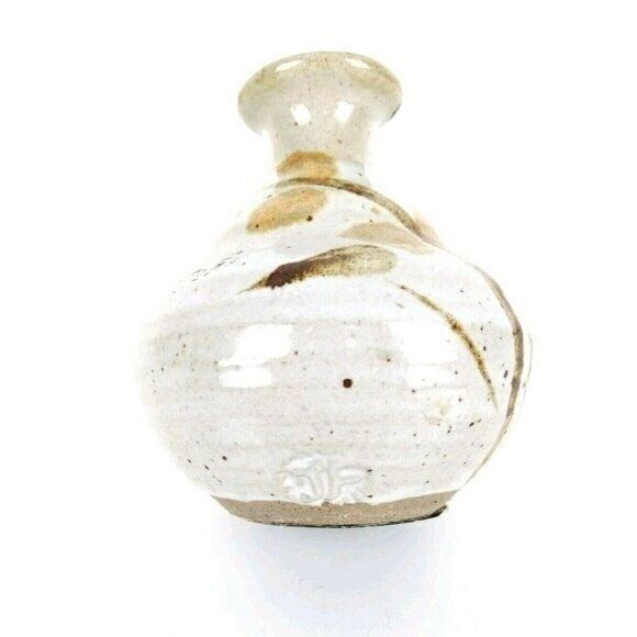 Vintage 60s MCM Stoneware Studio Art Botanical Pottery Bud Vase Signed JF - Picture 4 of 7